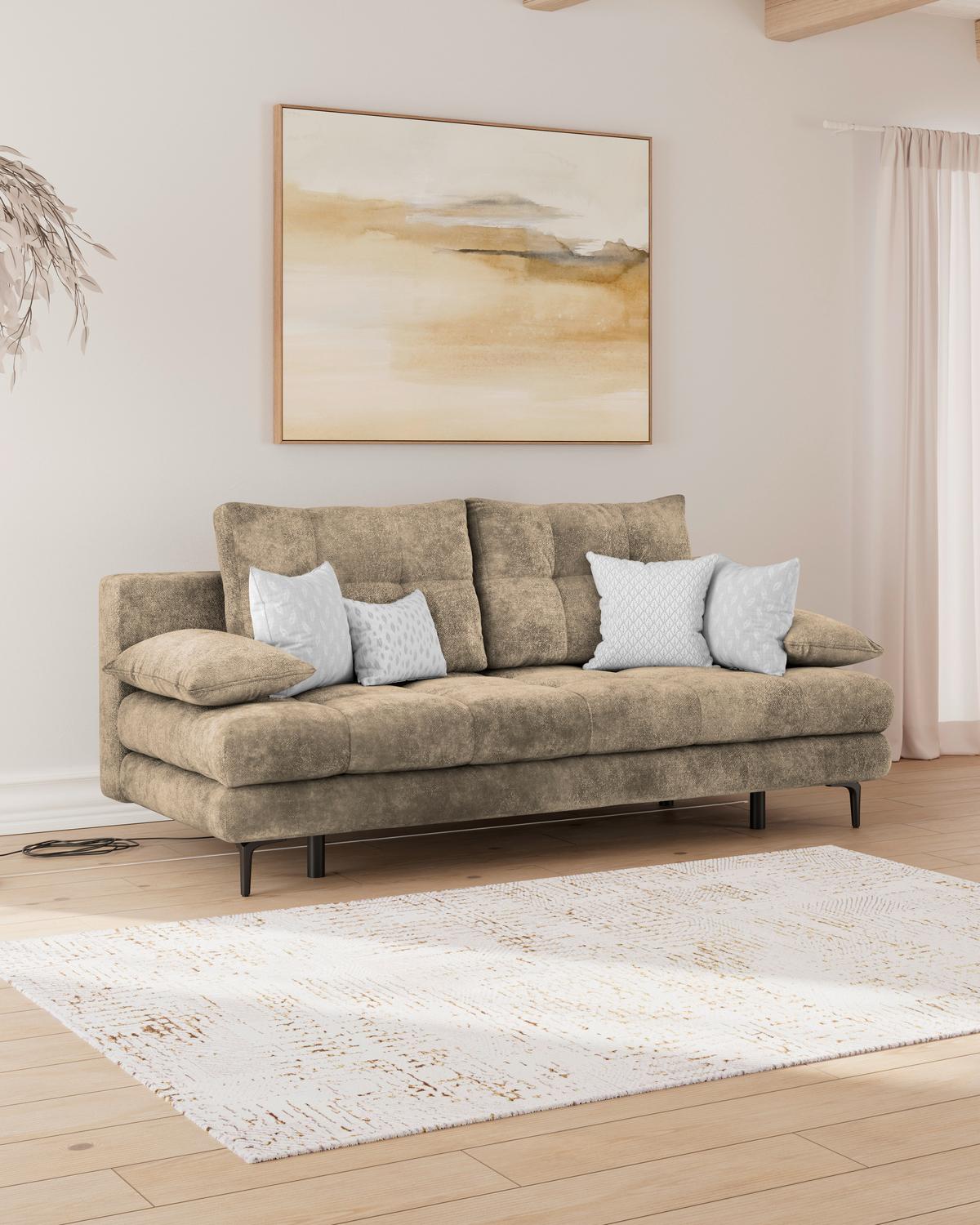 Trosjed Perla - svijetlo smeđa/crna, Konvencionalno, tekstil/metal (203/94/96cm)