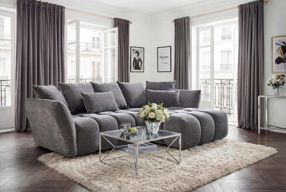 Ecksofa Cammellio Grau - Schwarz/Grau, MODERN, Textil (296/189cm) - Mömax