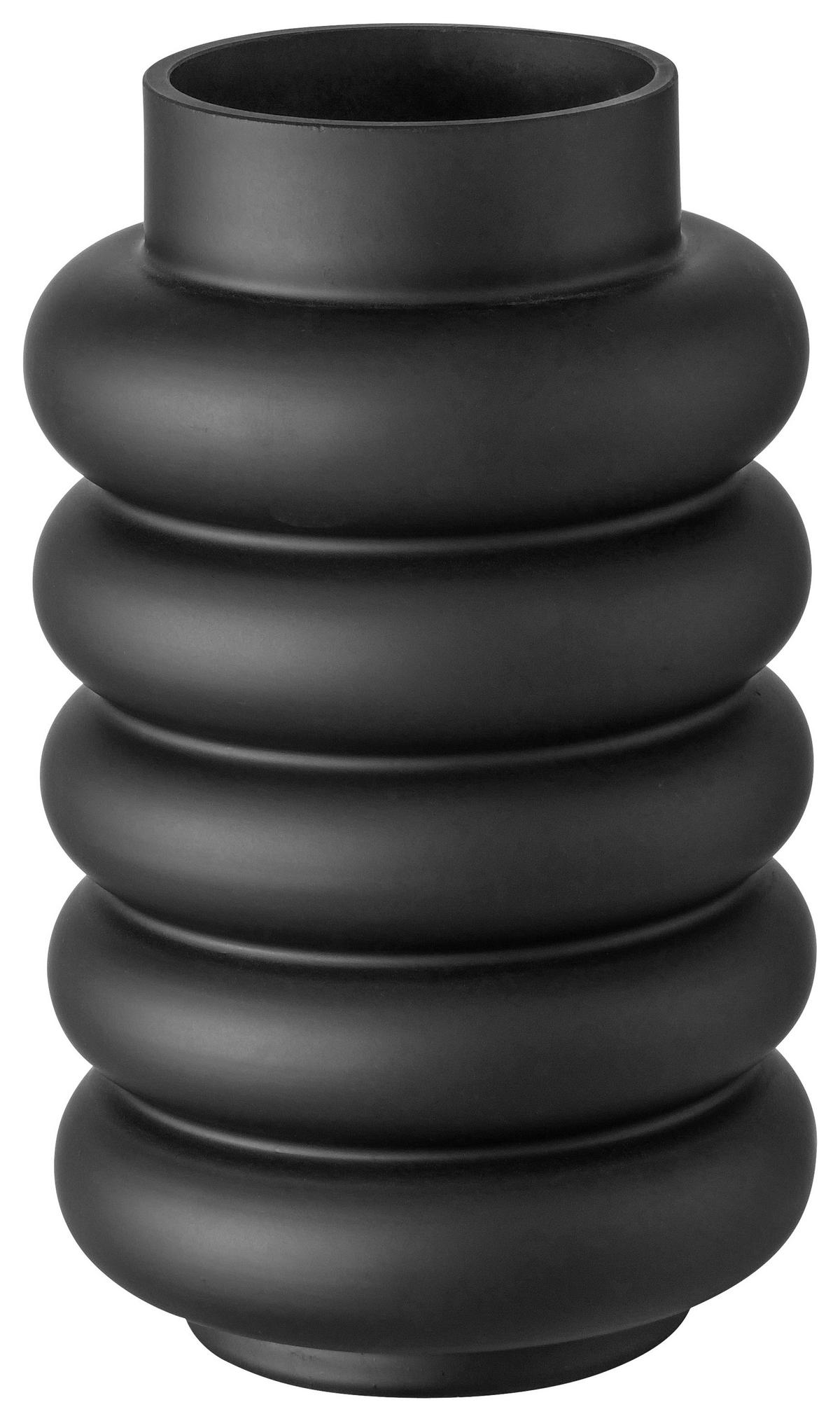 Vase Ribbo II in Schwarz - Schwarz, MODERN, Glas (15/25cm) - Premium Living