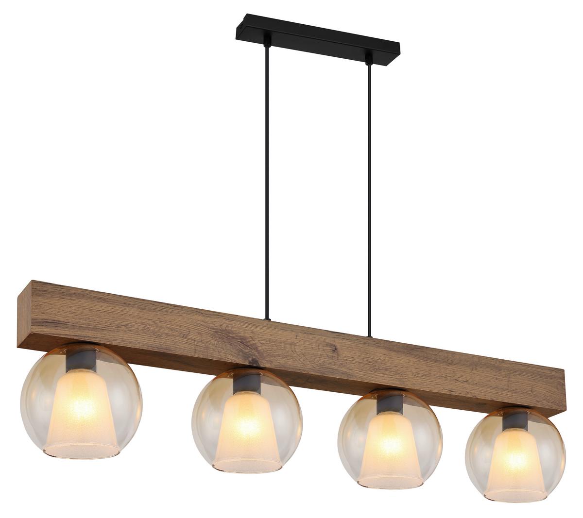 Viseća Svjetiljka Barry I - tamno smeđa/prozirno, Basics, staklo/drvni materijal (100/18cm) - Globo