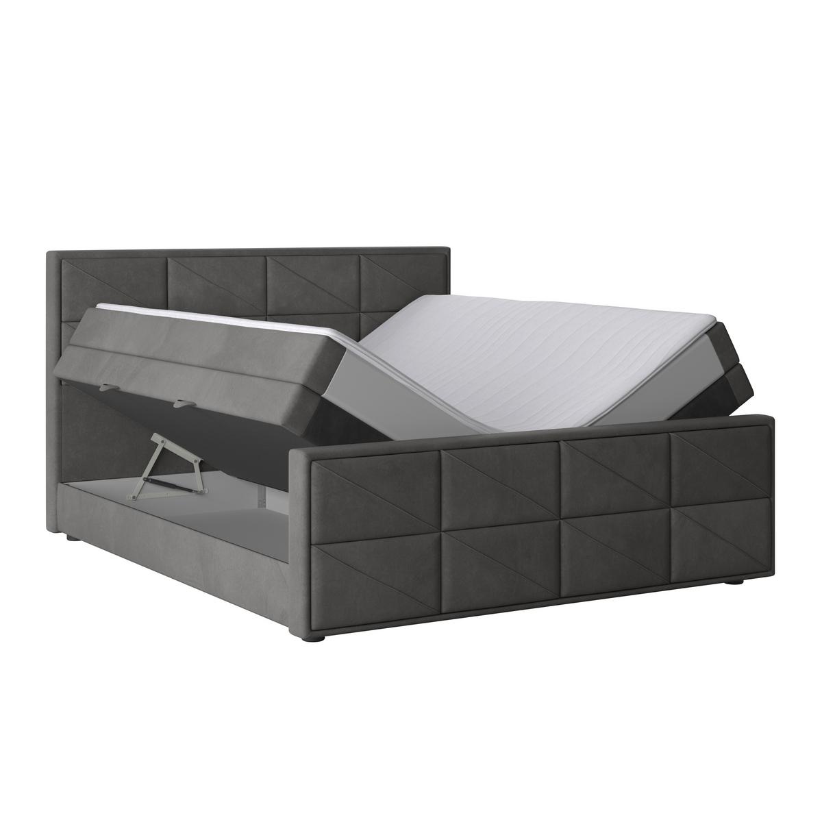 Boxspringbett Helsinki ca. 180x200 cm Anthrazit - MODERN, Holz/Kunststoff (180/200cm) - MID.YOU