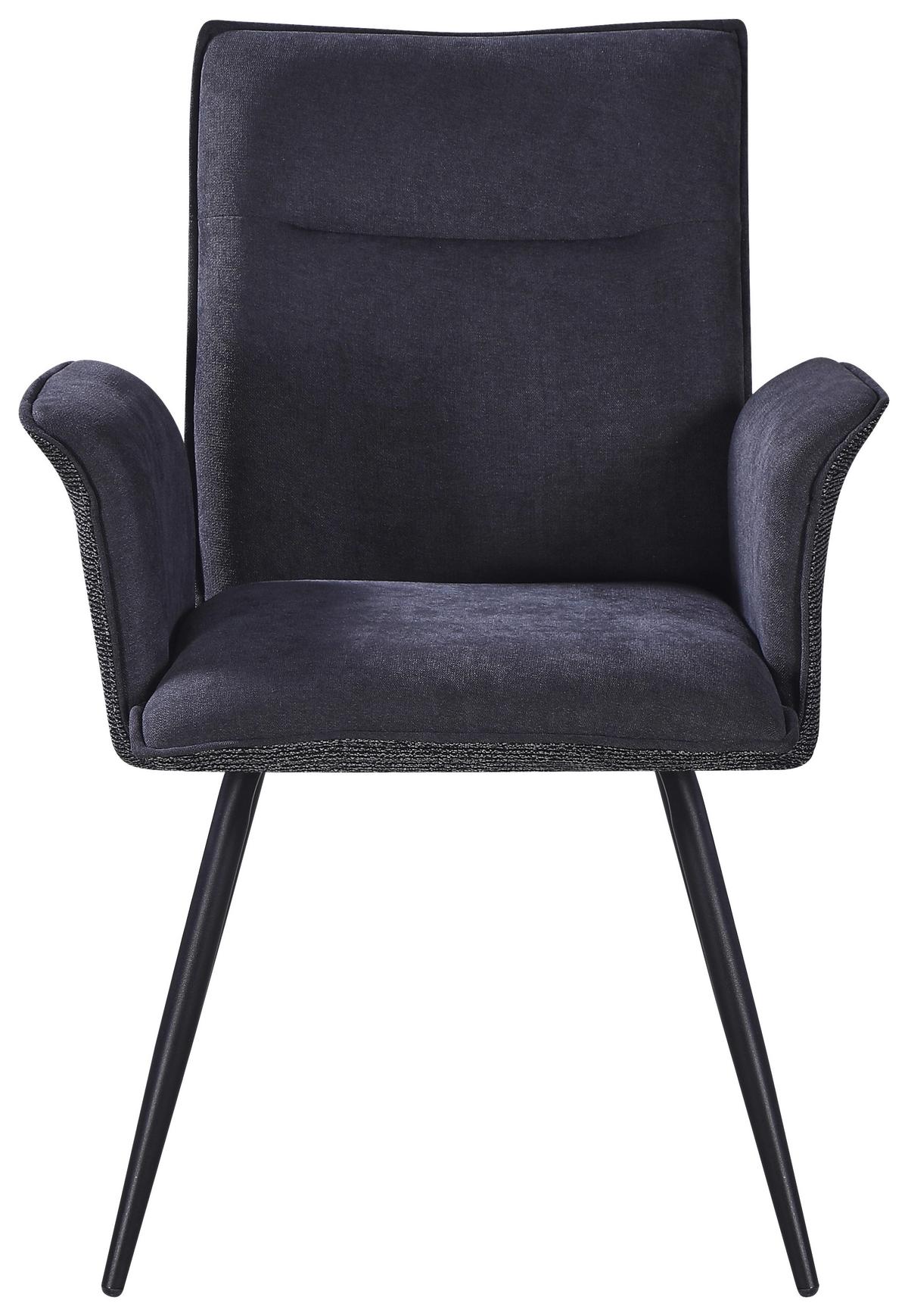 Armlehnstuhl Nova Grau - Schwarz/Grau, MODERN, Textil/Metall (63/88/63cm) - Premium Living