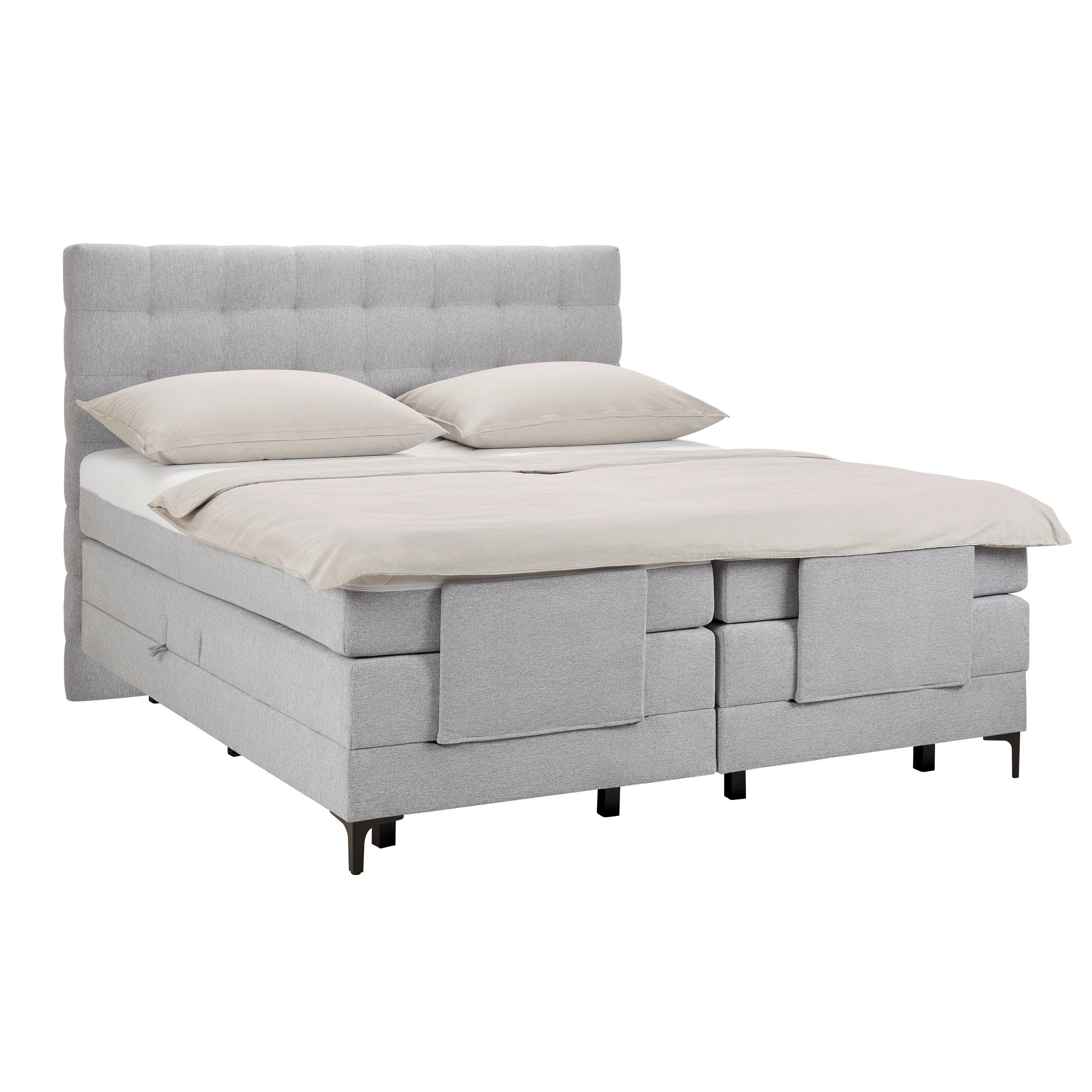 Boxspringbett in Grau ca. 160x200cm - Schwarz/Grau, Konventionell, Holz/Holzwerkstoff (165/122/210cm) - Premium Living