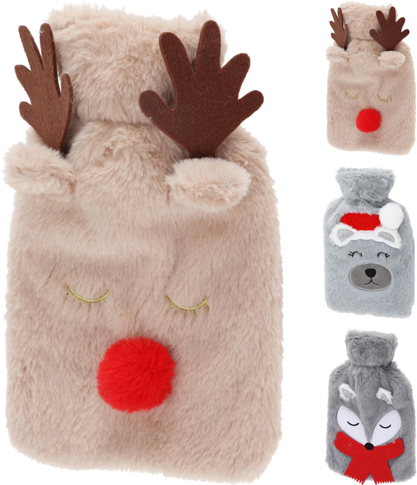 Sticlă pentru apă fierbinte cca. 0,85L Cozy - maro/alb, Basics, textil (15/26cm)