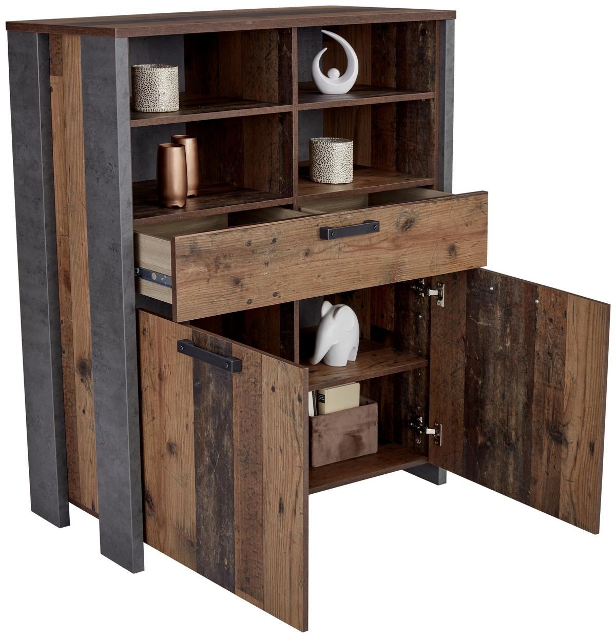 Visoka Komoda Clif - temno siva/črna, Moderno, kovina/umetna masa (107/128/42cm) - Zandiara