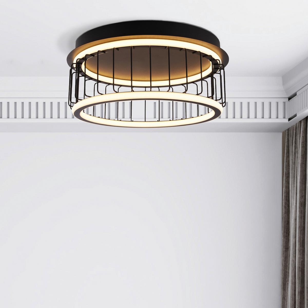 Led Mennyezeti Lámpa Circolo 54215-1bk - fekete, Design, műanyag/fém (40/17,5cm)