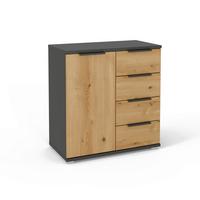 Komoda Endora, Barva Hrasta, Barva Grafita - barve hrasta/barve aluminija, Konvencionalno, kovina/umetna masa (80/84/42cm) - Xora