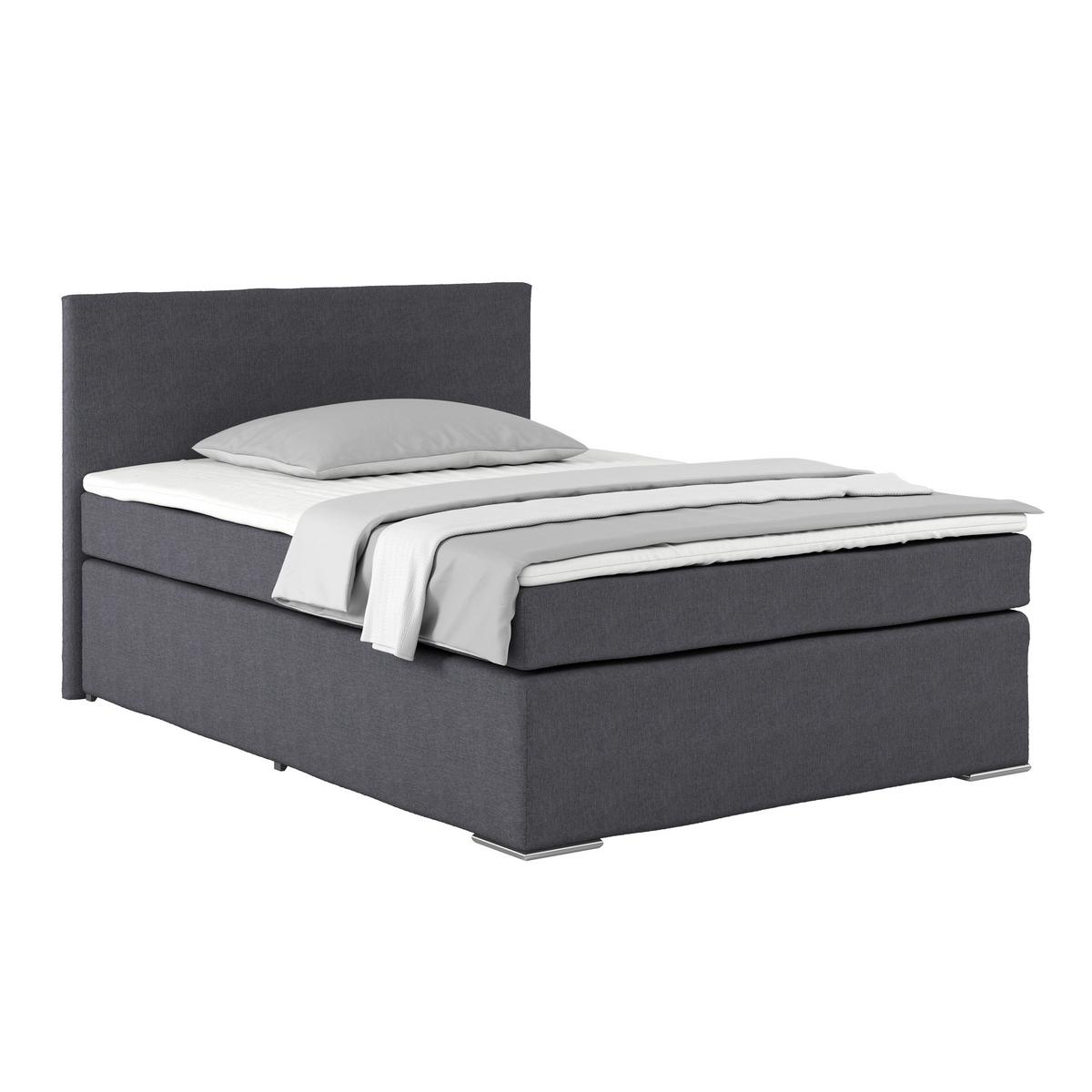 Boxspring Krevet Nero - boje kroma/antracit, Konvencionalno, tekstil/metal (140/200cm) - Best Price