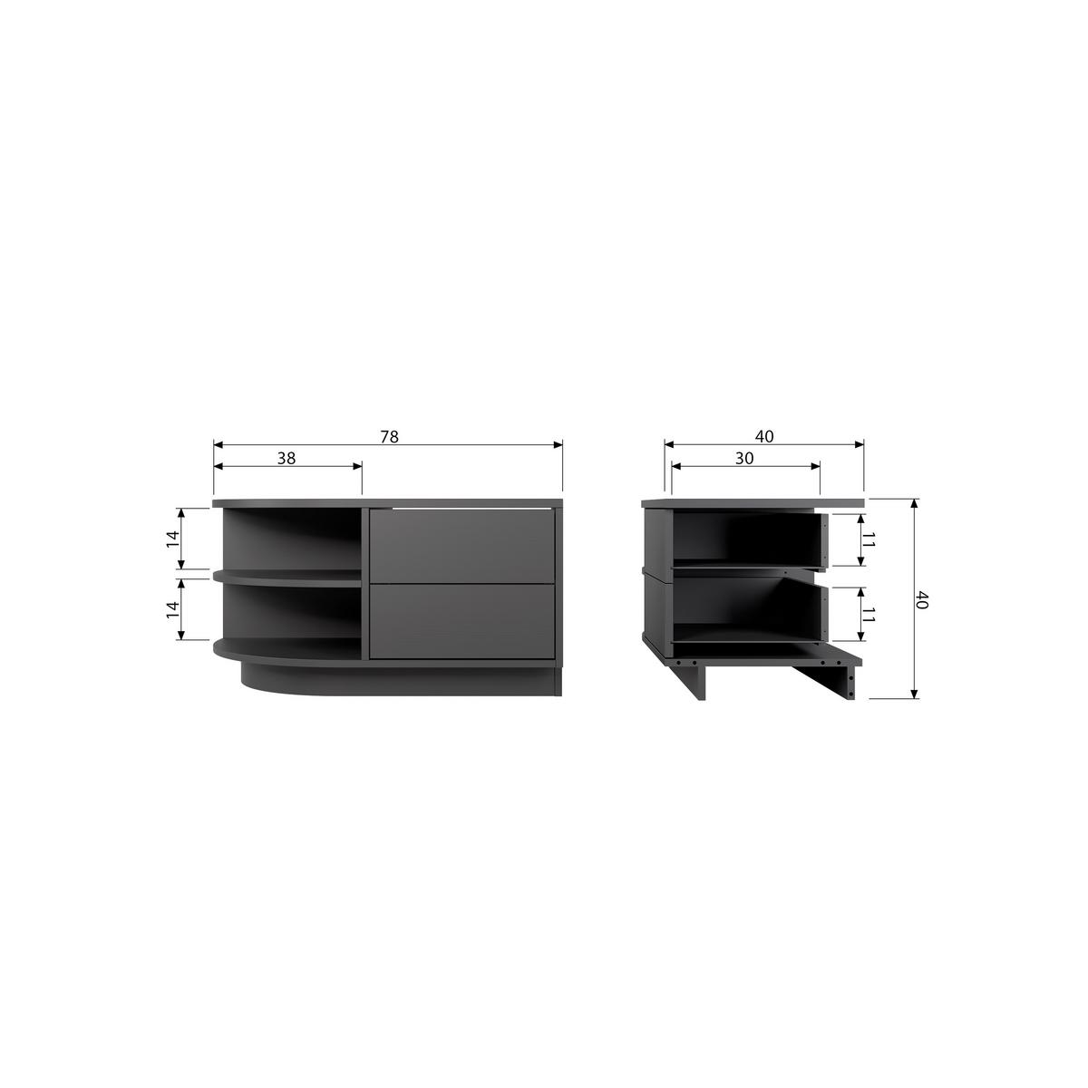Lowboard Finca Schwarz - Schwarz, Design, Holz (78/40/40cm) - Livetastic