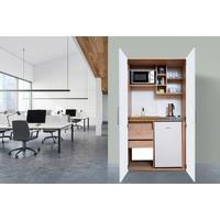 Schrankküche Weiß Kühlschrank + Kochfeld B: ca. 104 cm - Edelstahlfarben/Eichefarben, KONVENTIONELL, Holzwerkstoff/Metall (104/193/67cm) - Respekta