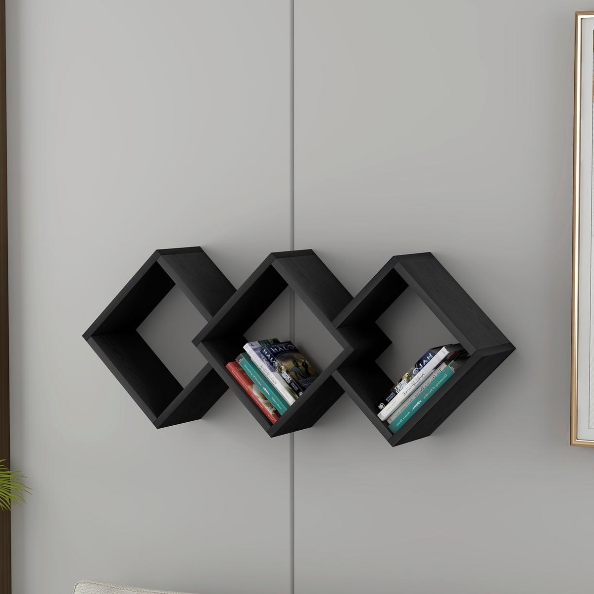 WANDREGAL GALAXY WANDREGAL - Schwarz, Design, Holzwerkstoff (102/42/20cm) - Livetastic