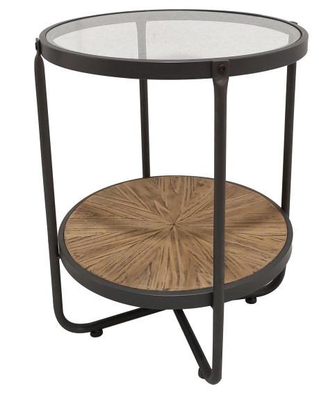 Beistelltisch Vetro in Naturfarben/Schwarz - Schwarz/Naturfarben, LIFESTYLE, Glas/Holz (45/55/45cm) - Zandiara