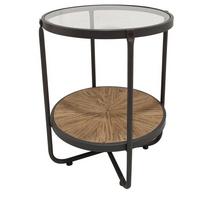Beistelltisch Vetro in Naturfarben/Schwarz - Schwarz/Naturfarben, LIFESTYLE, Glas/Holz (45/55/45cm) - Zandiara