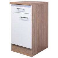 Kuhinjska Spodnja Omarica Samoa, Bela, Barva Hrasta - bela/barve aluminija, Konvencionalno, umetna masa/leseni material (40/85/57cm)