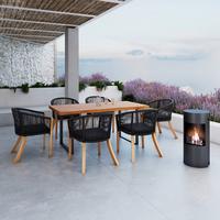 Gartenset Alina Schwarz Akazie Outdoorgewebe - Dunkelgrau/Schwarz, Modern, Holz/Textil (180/77/90cm) - Bessagi Garden