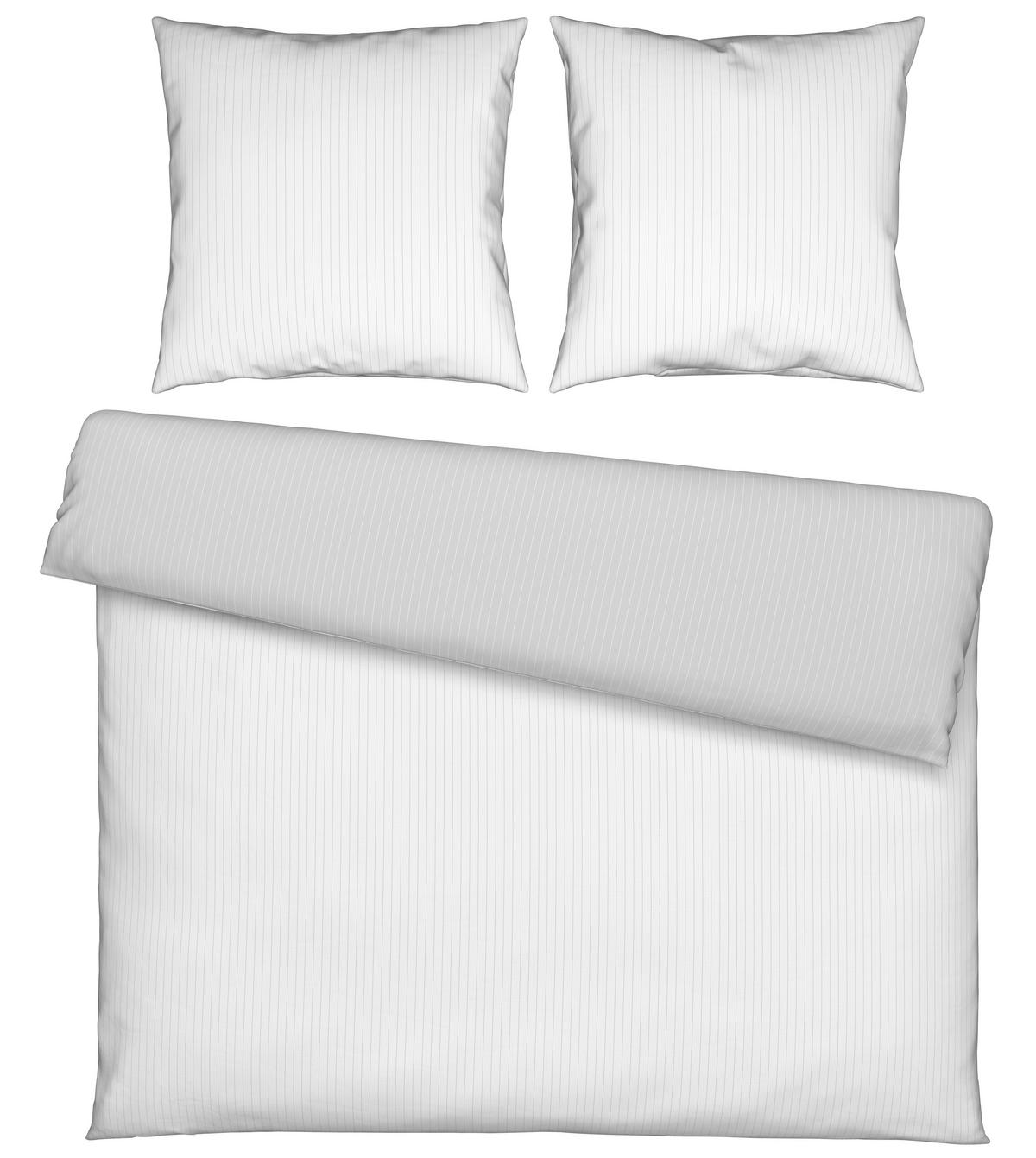 BETTWÄSCHESET TWILL STREIF XXL - Weiss/Hellgrau, Modern, Textil (200/210cm) - Mömax