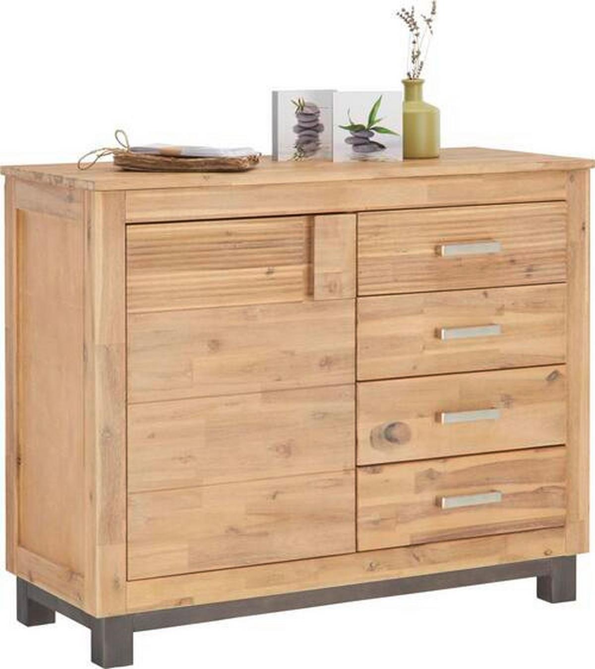 Kommode in Akazienfarben - Silberfarben/Akaziefarben, Konventionell, Holz/Holzwerkstoff (110/90/45cm) - Zandiara