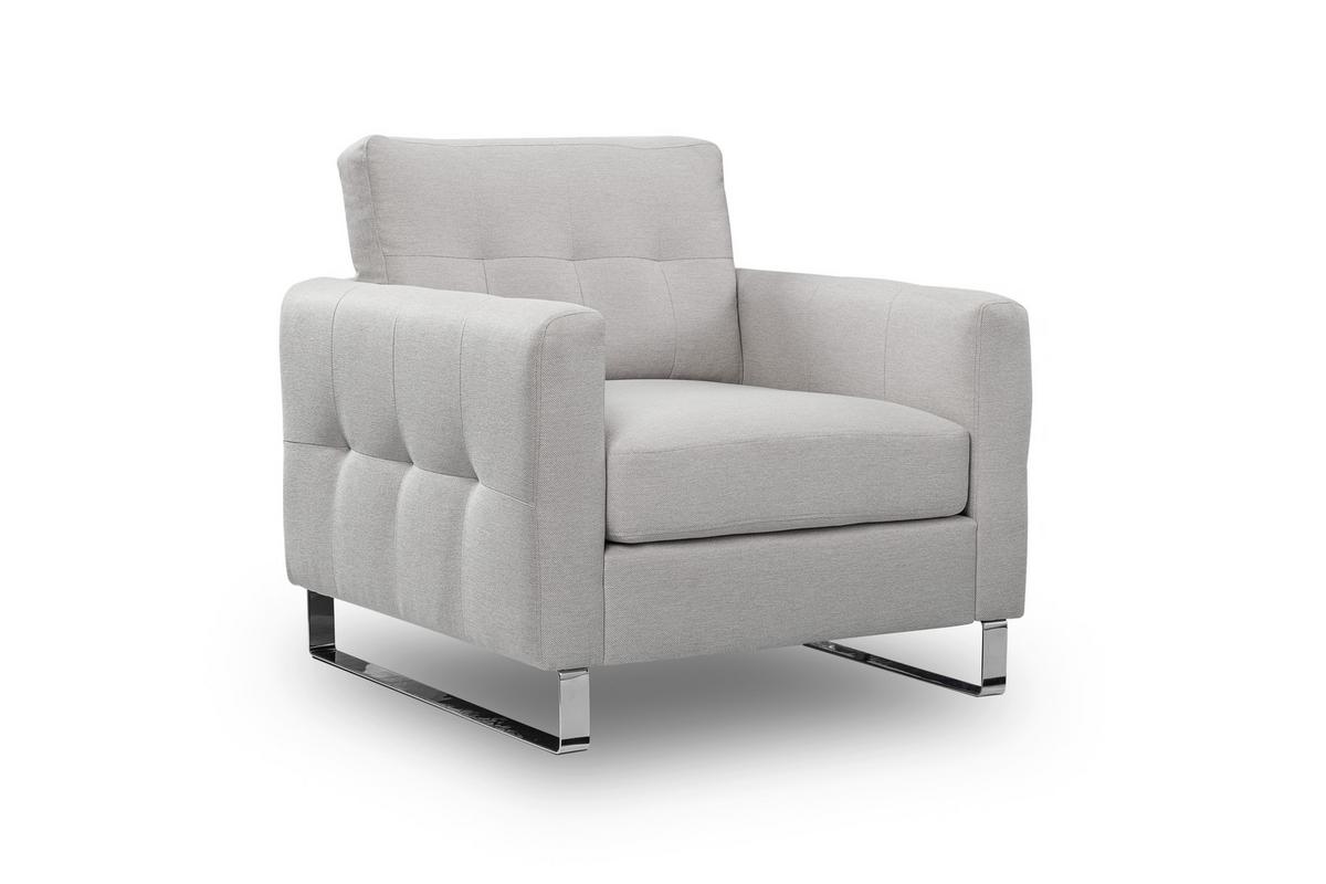 1,5-Sitzer-Sofa Hera Hellgrau - Chromfarben/Hellgrau, Basics, Holz/Textil (93/92cm) - MID.YOU