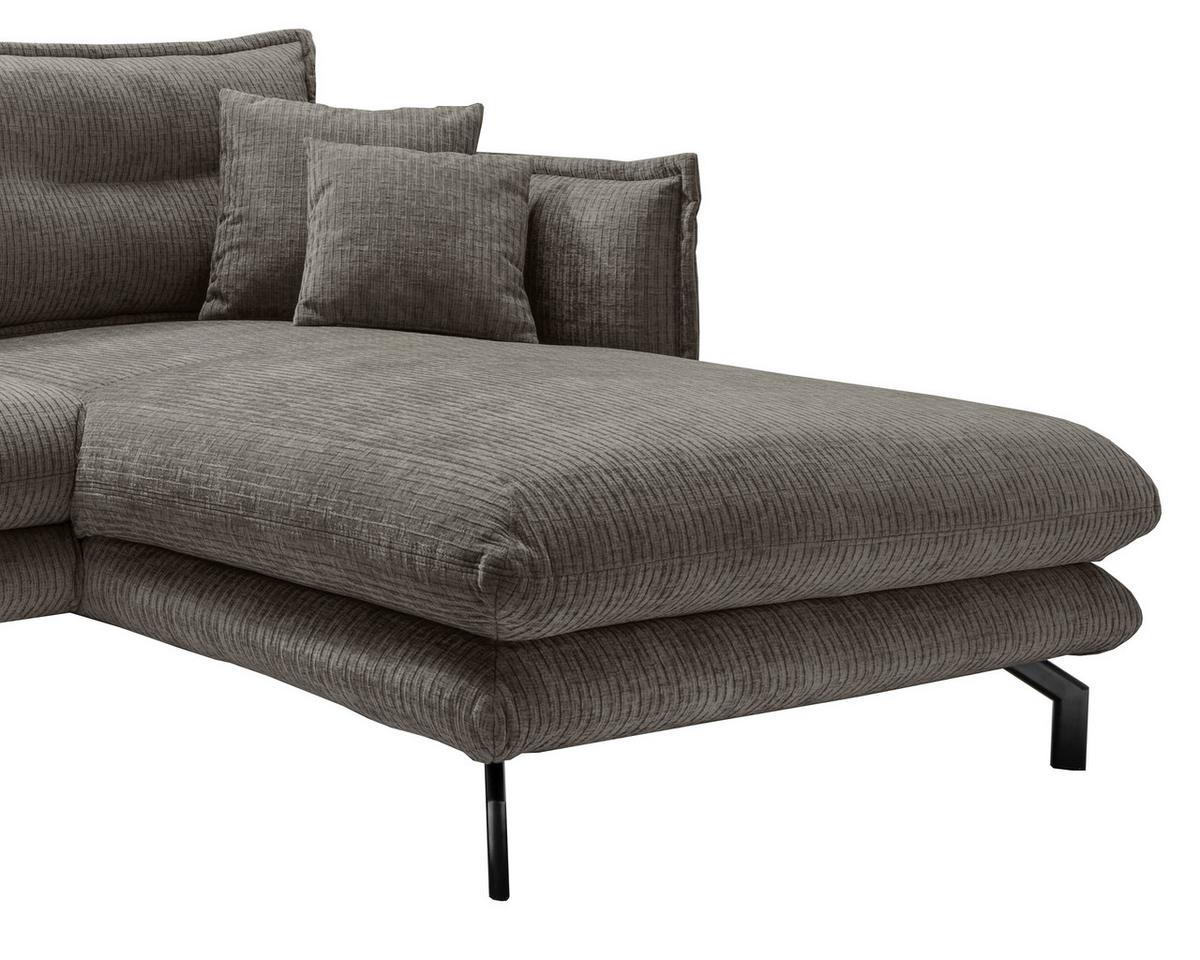 Ecksofa Lava ca. 255x180 cm Graubraun - Graubraun/Schwarz, Design, Textil/Metall (255/180cm) - Livetastic