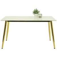 Esstisch Xenia T in Weiß/Goldfarben - Goldfarben/Weiß, KONVENTIONELL, Stein/Metall (140/76/80cm) - Mömax