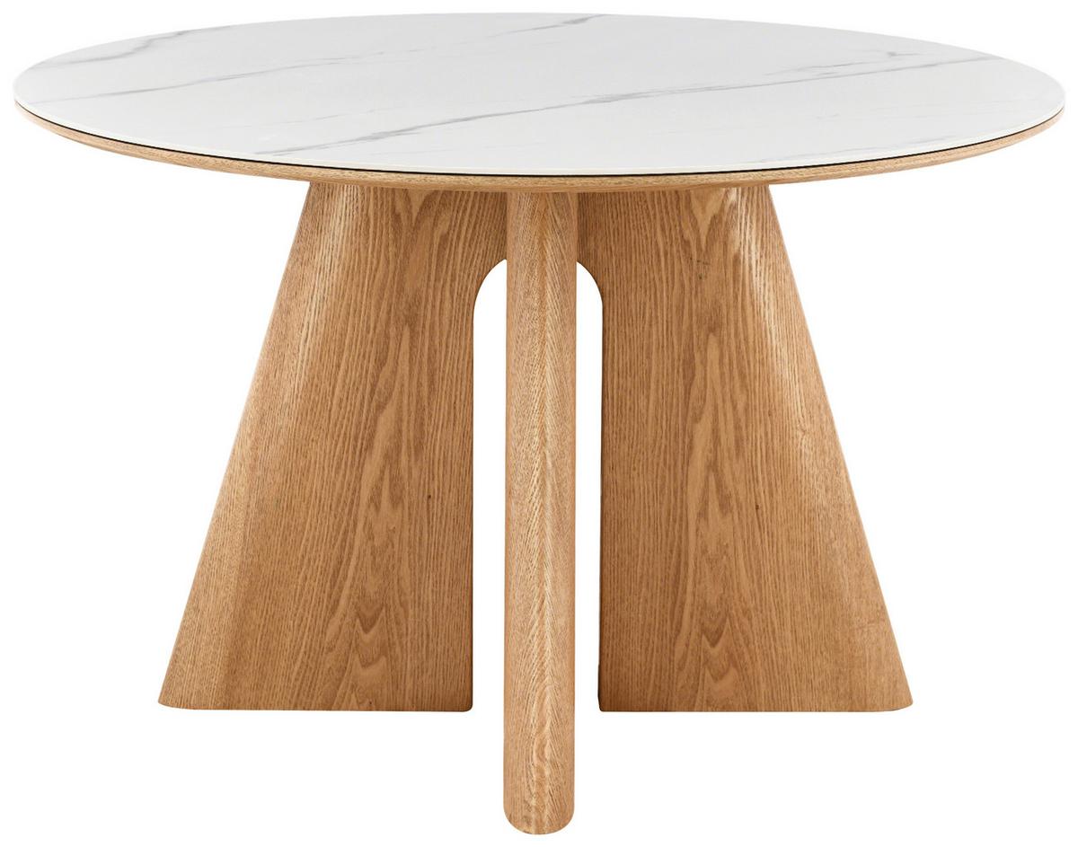 Jedilna Miza Otis, Barva Hrasta, Bela, Ø 120 - barve hrasta/bela, Moderno, kamen/leseni material (120/75cm) - Livetastic