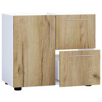 Waschbeckenunterschrank Flandu Honigeiche/Weiß - Honigeiche/Silberfarben, MODERN, Holzwerkstoff/Kunststoff (61/51/32cm) - MID.YOU