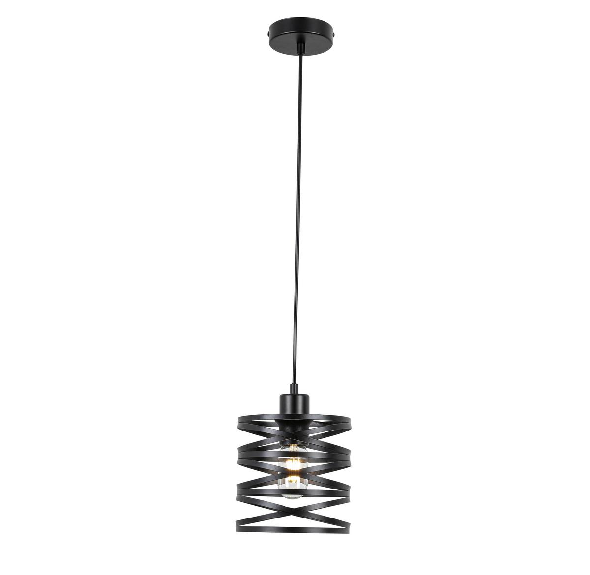 Hängeleuchte Esila Schwarz max. 40 Watt - Schwarz, MODERN, Kunststoff/Metall (17/120cm) - Mömax