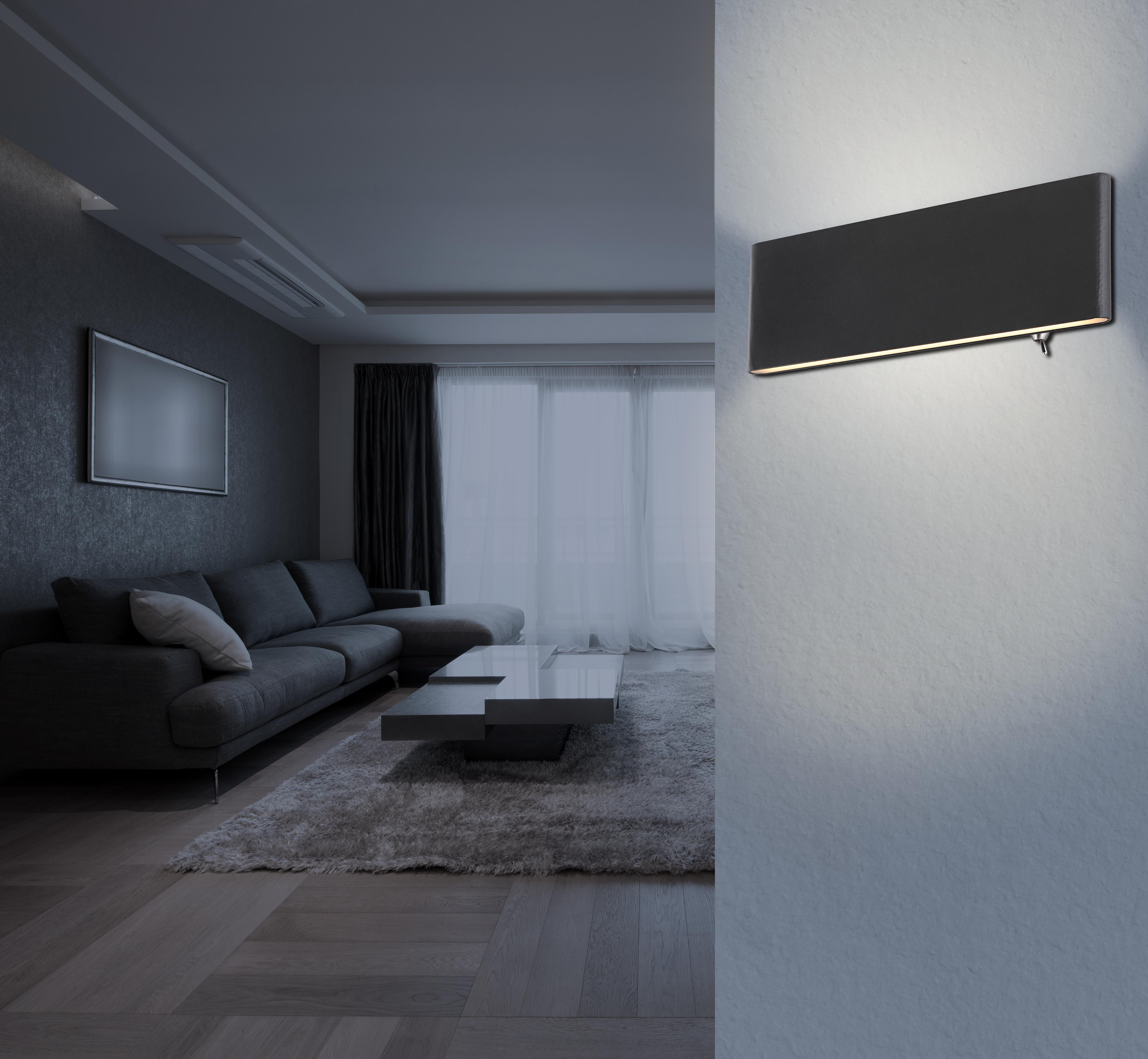 LED-Wandleuchte Siegfried max. 8 Watt - Opal/Schwarz, Design, Kunststoff/Metall (22,5/4,5/8cm) - Globo