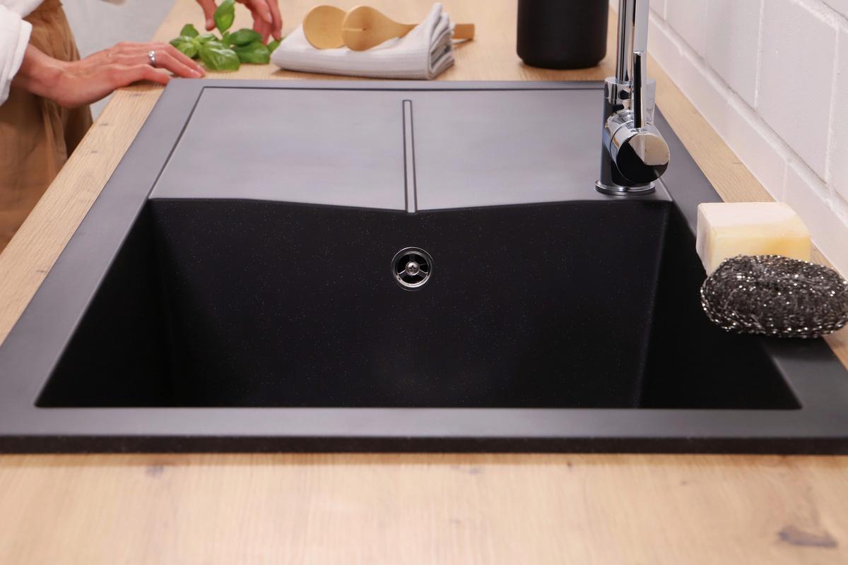 Pomivalno Korito Cleveland, 100x50cm - črna, Basics, kamen/umetna masa (100/21,4/50cm) - Respekta