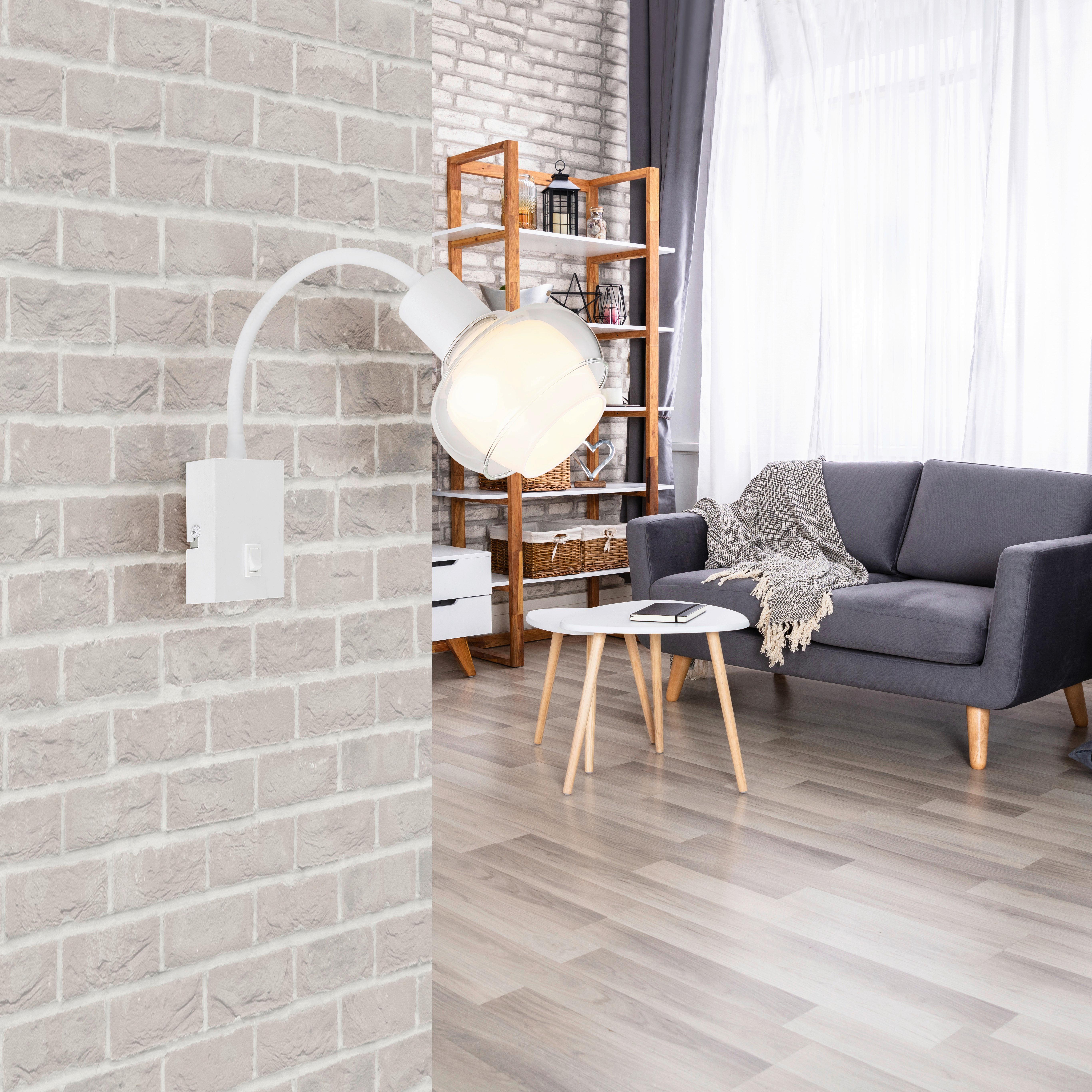 Wandleuchte Tokki Klar/Opal/Weiß max. 40 Watt - Klar/Opal, Design, Glas/Kunststoff (10,5/35,5/46,5cm) - Globo