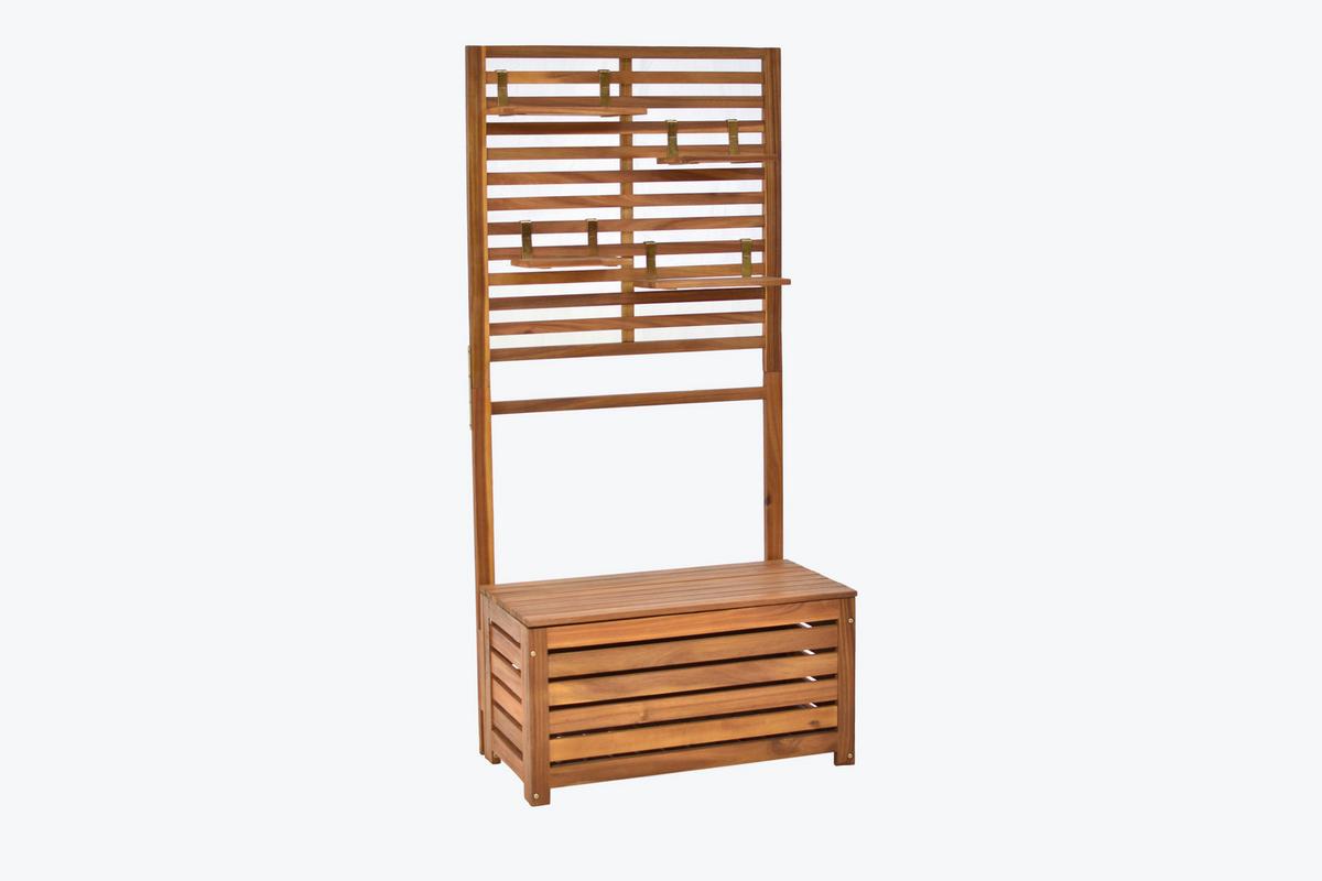 Sichtschutz mit Box Holz - Akaziefarben, KONVENTIONELL, Holz (80/170/45cm) - Gardenson