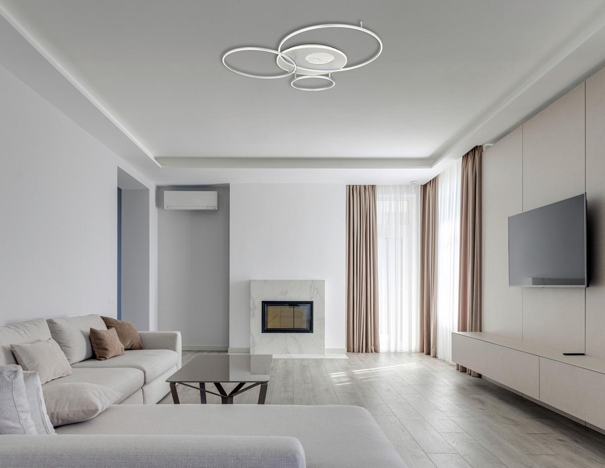LAMPA SUFITOWA LED 48466-70A INVERTINA - kolor srebrny/biały, Design, tworzywo sztuczne/metal (126,4/105,3/13cm) - Globo