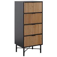 Kommode Madrid Schwarz/Naturfarben massiv - Eichefarben/Schwarz, MODERN, Holz/Holzwerkstoff (48/114/40cm) - Mömax