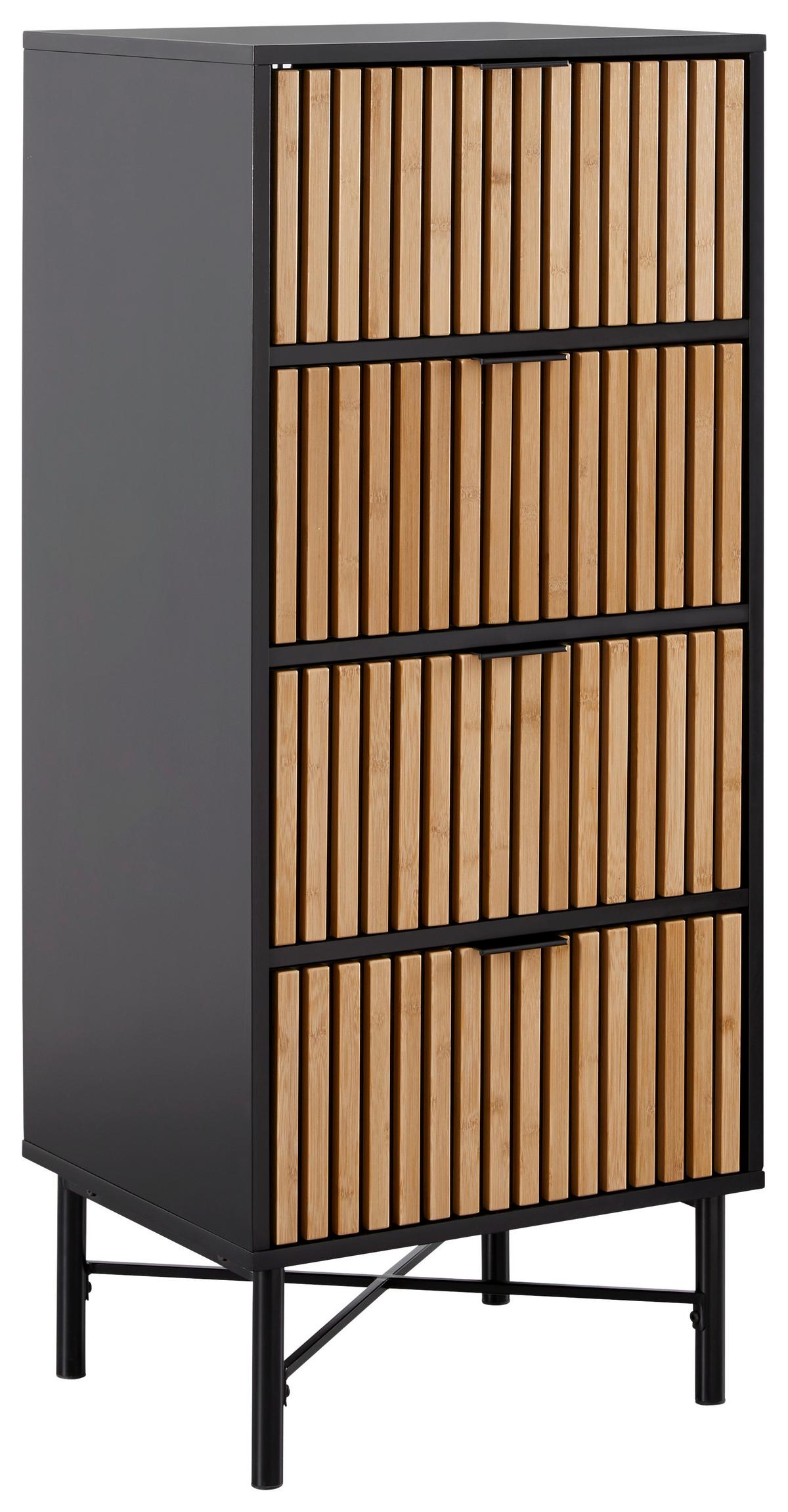 Kommode Madrid Schwarz/Naturfarben massiv - Eichefarben/Schwarz, MODERN, Holz/Holzwerkstoff (48/114/40cm) - Mömax