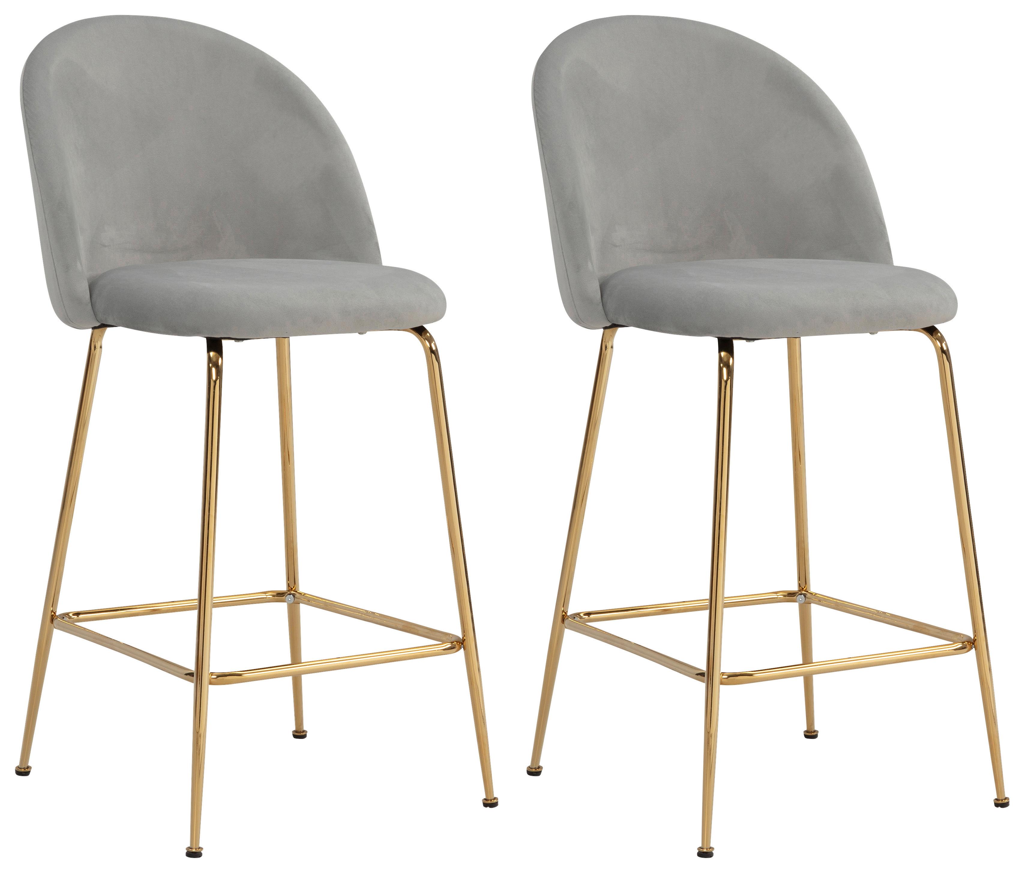 Set Barskih Stolov Rosalia, Siva, 2-Delni - zlate barve/siva, Design, kovina/tekstil (50/102/50cm) - MID.YOU