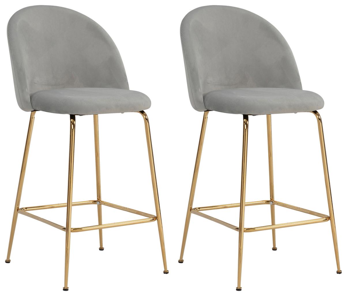 Set Barskih Stolov Rosalia, Siva, 2-Delni - zlate barve/siva, Design, kovina/tekstil (50/102/50cm) - MID.YOU