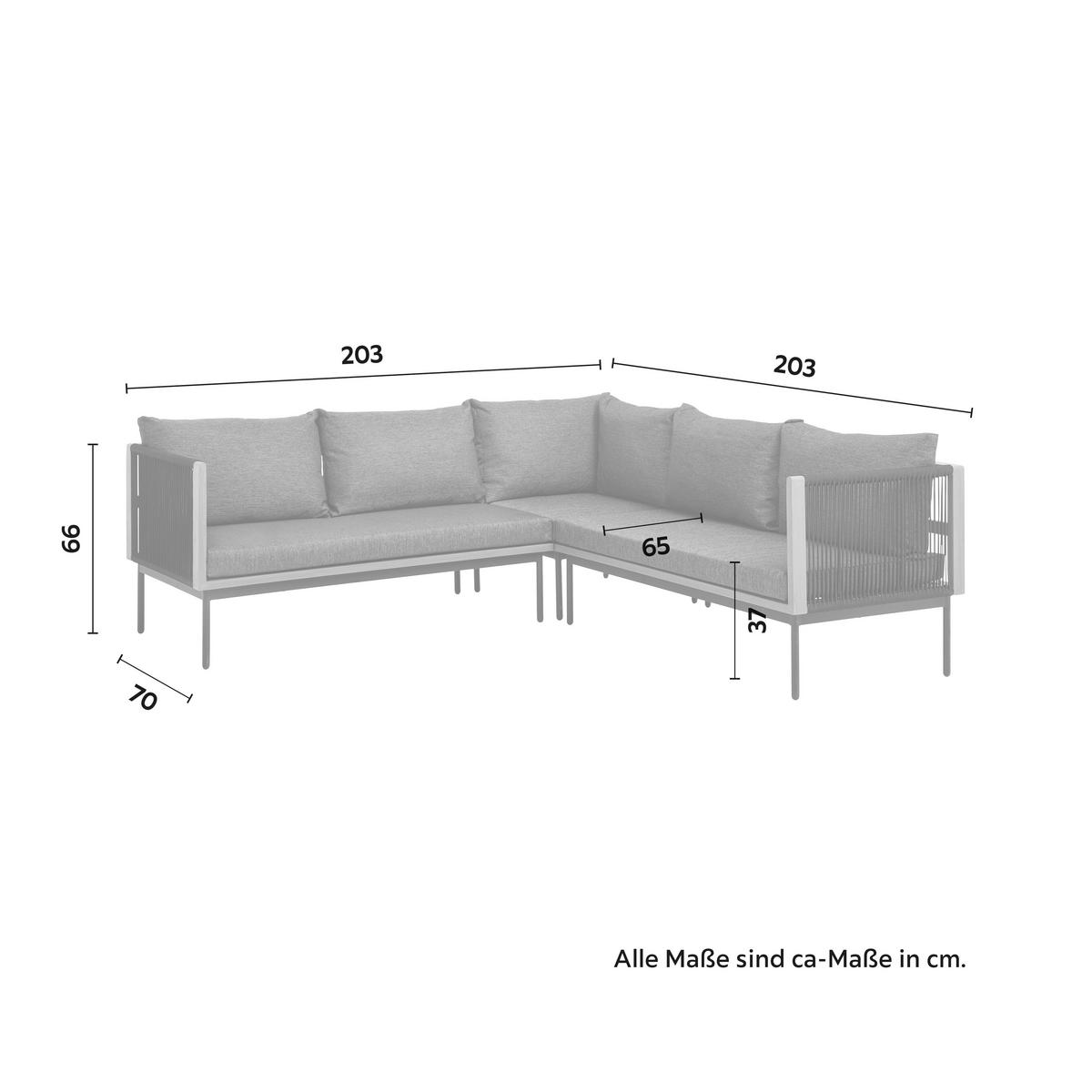 Dining-Loungeset Bella Outdoorgewebe - Dunkelgrau/Schwarz, Modern, Glas/Kunststoff (203/66/77cm) - Bessagi Garden