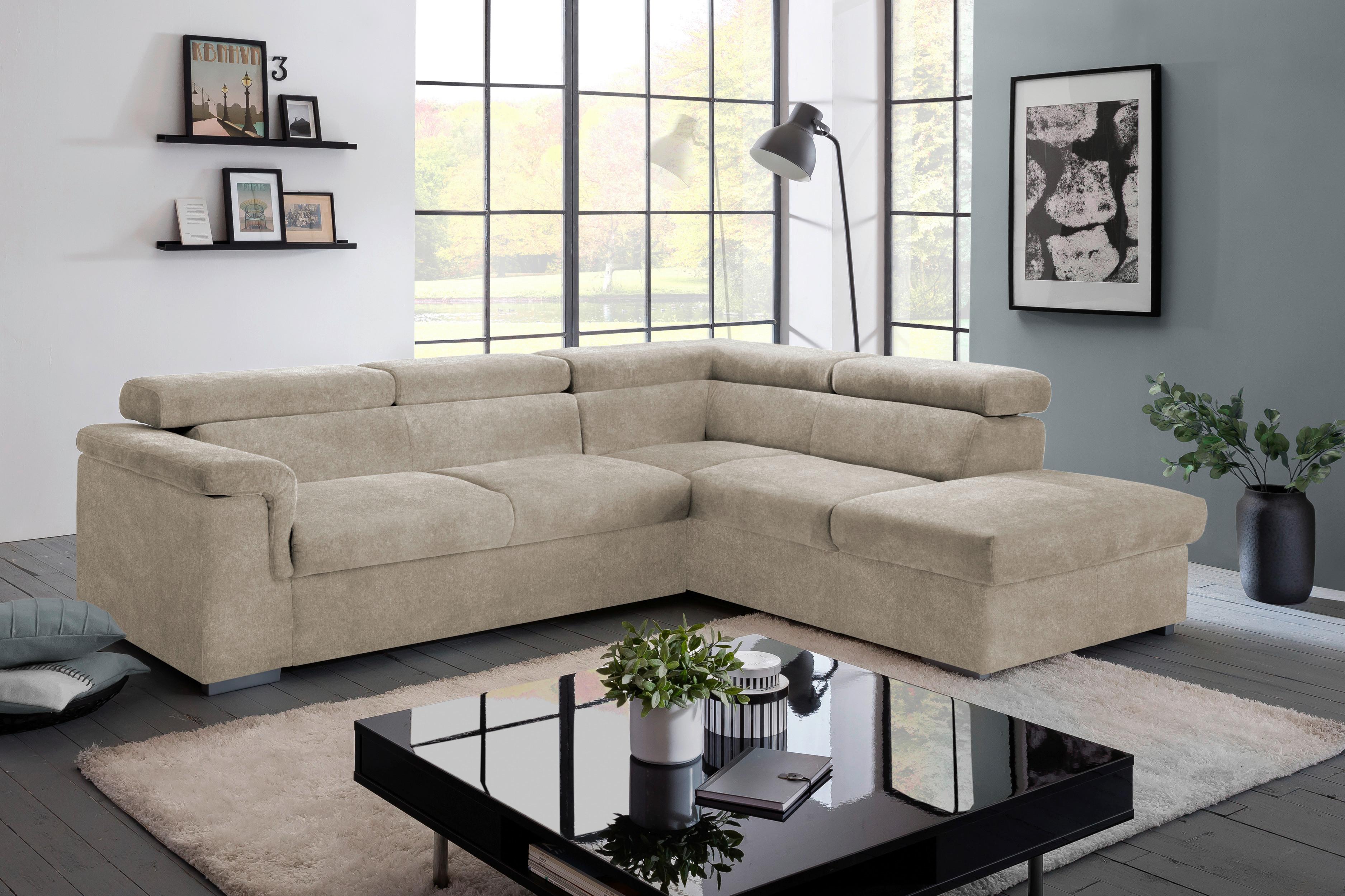 Wohnlandschaft Milla Beige ca. 252x217 cm - Beige, Basics, Holz/Textil (252/217cm) - MID.YOU