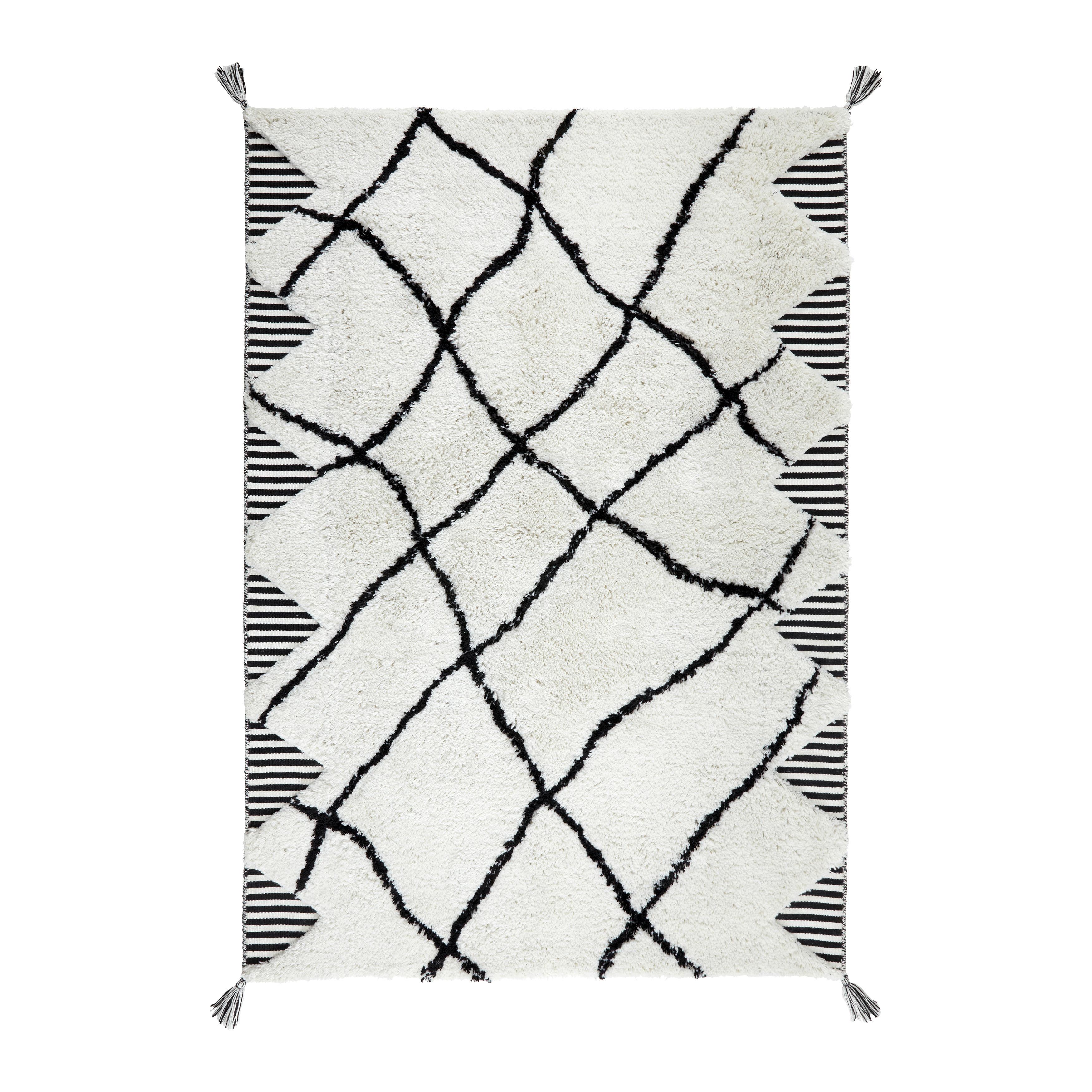 Webteppich Eliano in Schwarz/Beige ca. 160x230cm - Beige/Schwarz, MODERN, Textil (160/230cm) - Bessagi Home