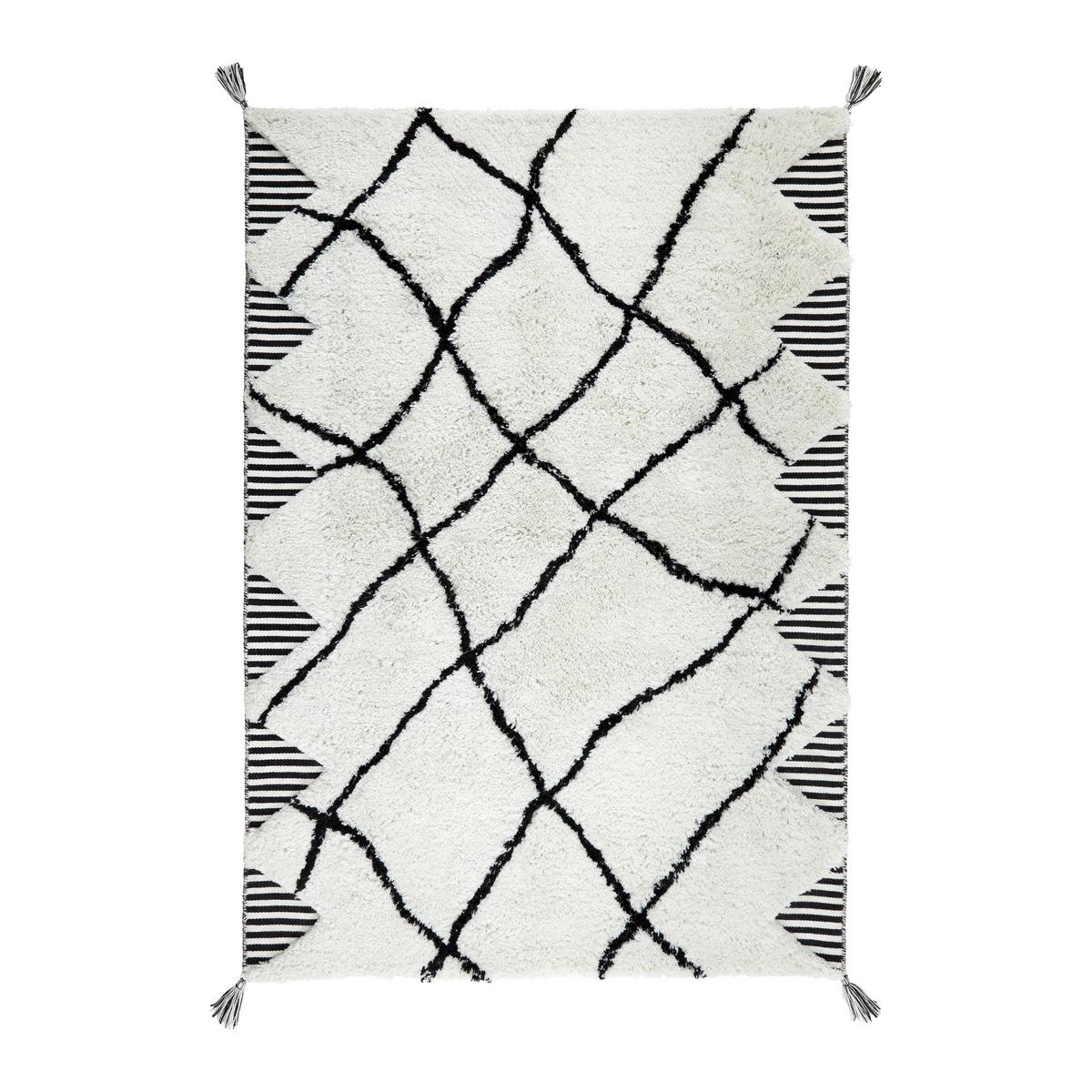 Webteppich Eliano in Schwarz/Beige ca. 160x230cm - Beige/Schwarz, MODERN, Textil (160/230cm) - Bessagi Home