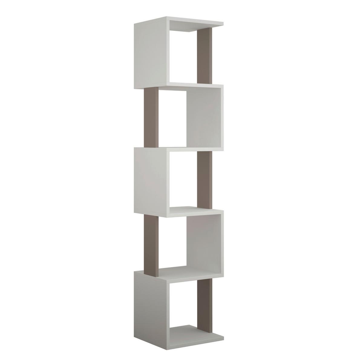 BÜCHERWAND PIRI BOOKCASE - Weiss/Mokka, Design, Holzwerkstoff (35/161/30cm) - Livetastic