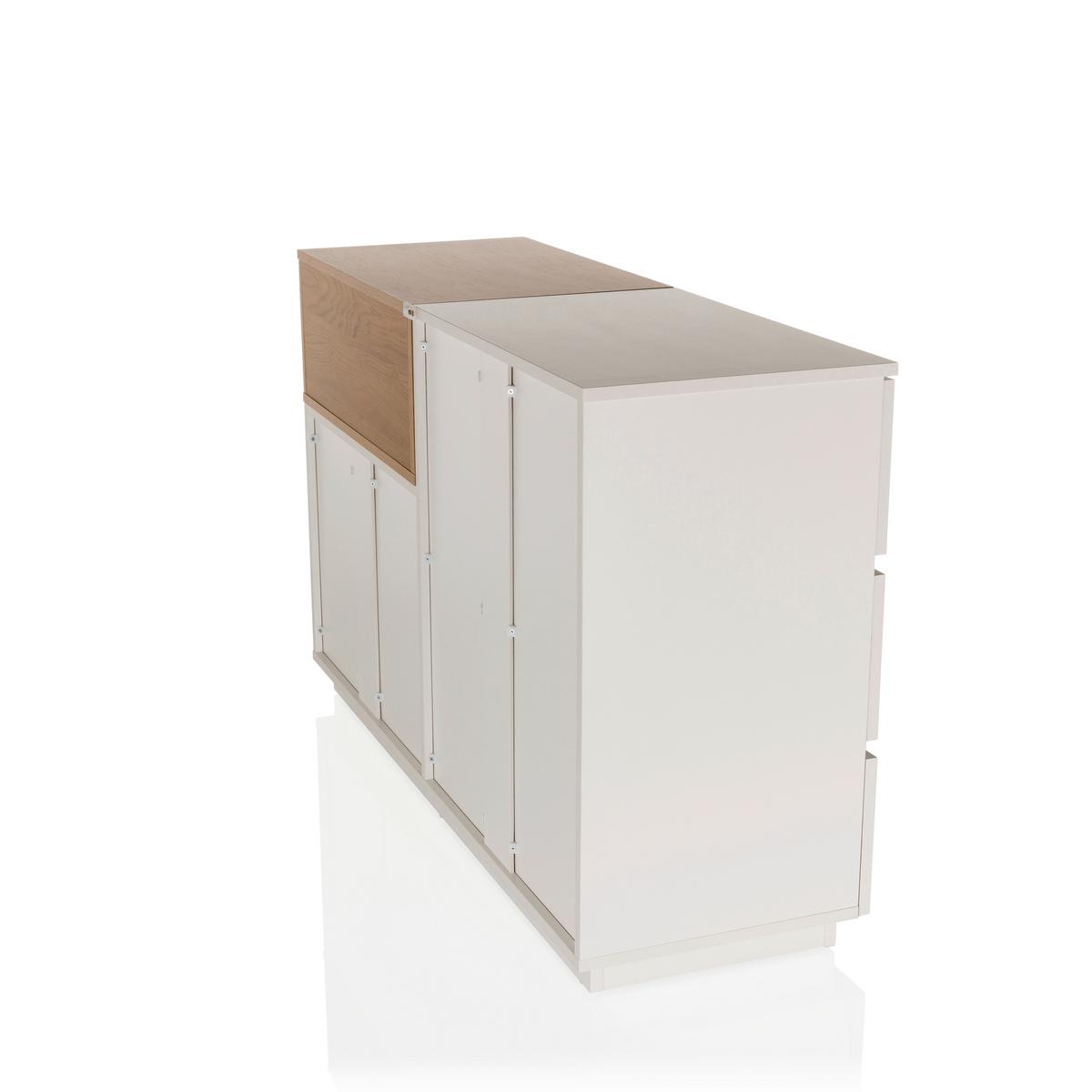 Široka Komoda Melmo, Bela, Barva Hrasta - barve hrasta/bela, Moderno, leseni material (120/76/40cm) - MID.YOU