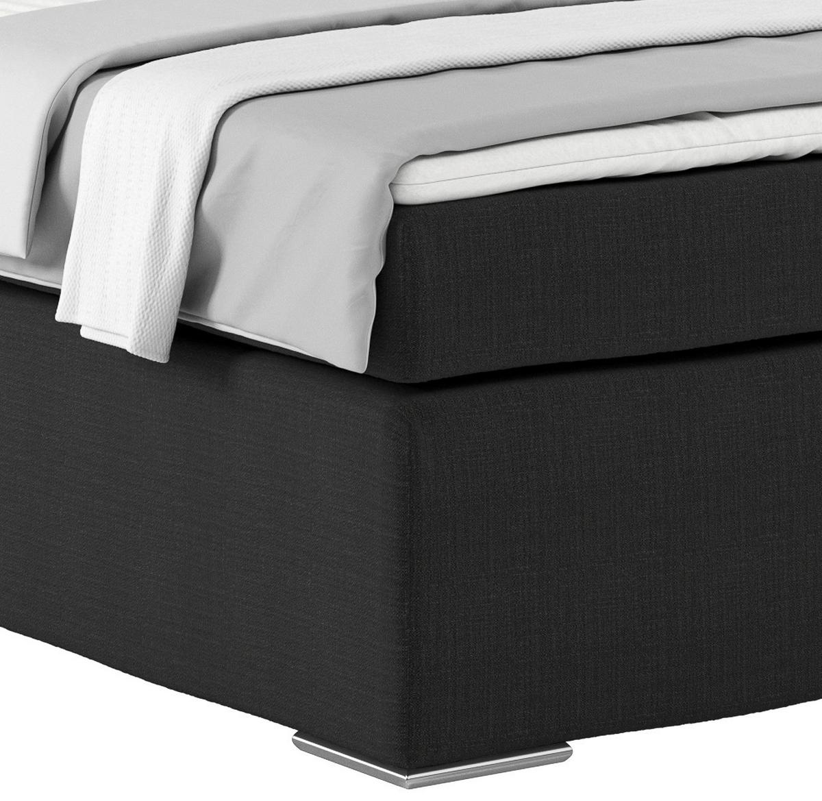 Postelja Boxspring Nero -Based-, Črna, 140x200 - barve kroma/črna, Konvencionalno, kovina/tekstil (140/200cm) - Based
