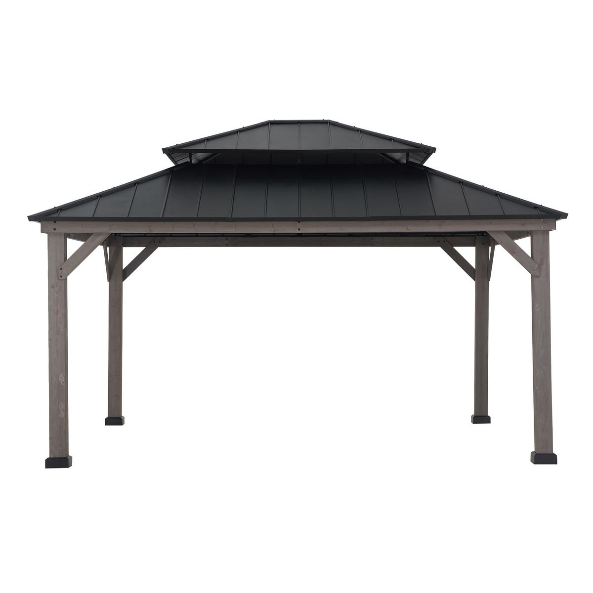 Pavillon Gazebo Rysy Grau/Schwarz - Schwarz, Basics, Metall (450/320/390cm)
