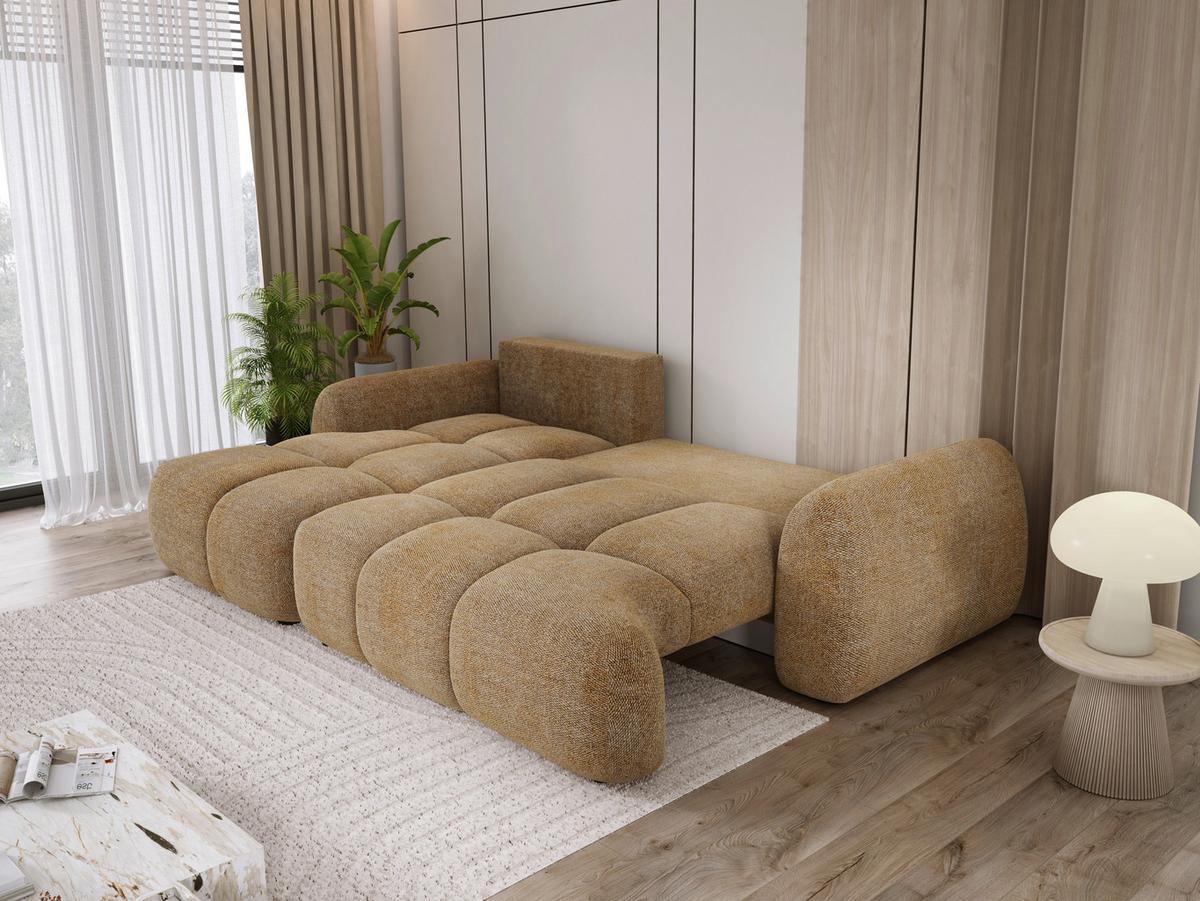 Sarokkanapé Wind - aranybarna/barna, Modern, textil (183/68-82/273cm) - Premium Living