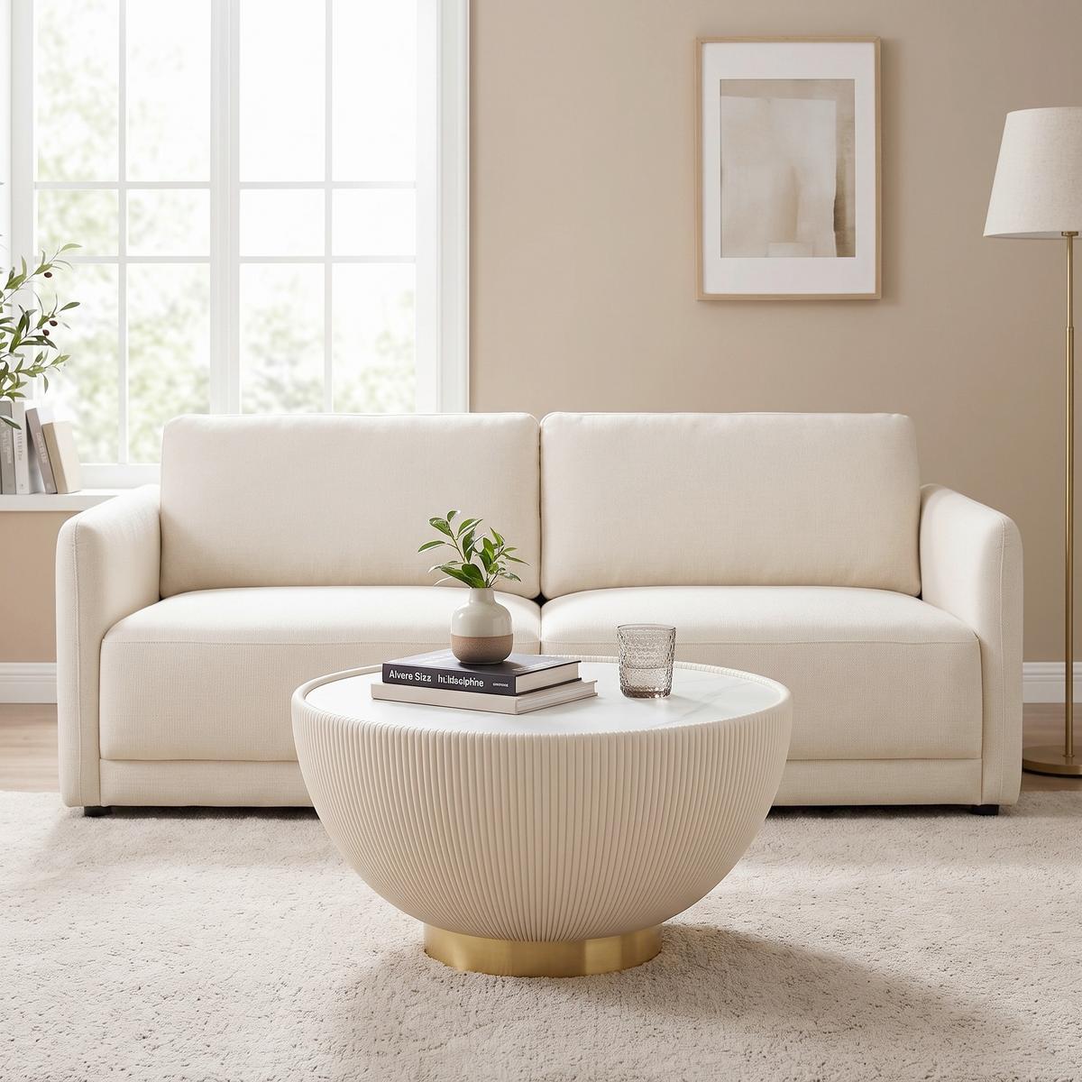 Couchtisch Endless Vegas Creme/Messingfarben - Messingfarben/Creme, MODERN, Keramik/Textil (71/71/36cm) - Kare-Design