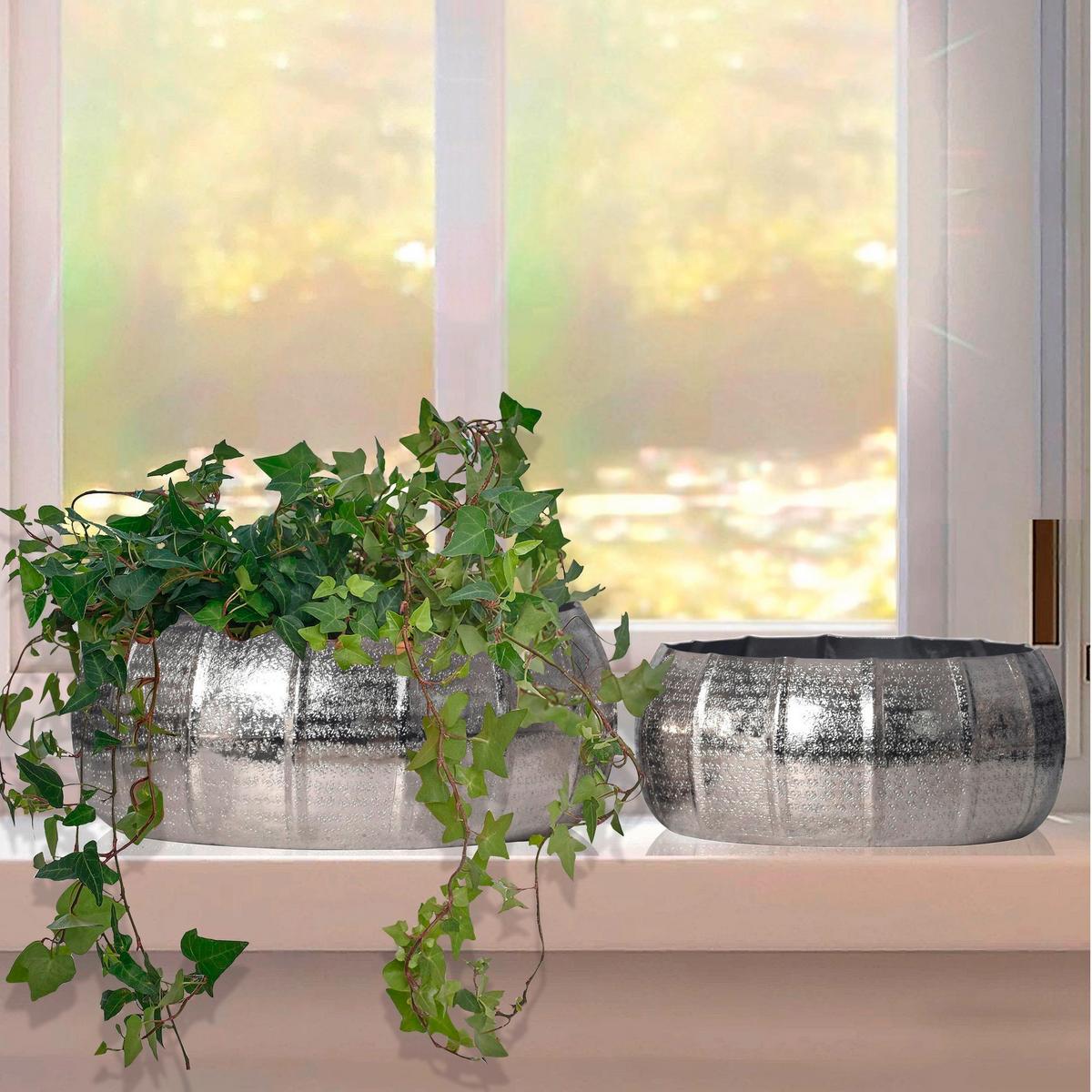 DEKOVASE PFLANZKÜBEL 2ER SET SILBER - Silberfarben, Design, Metall (39/17/39cm) - Livetastic