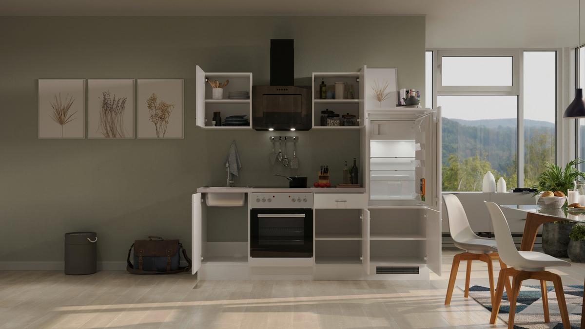 Kuhinjski Blok Wito - barve nerjavečega jekla/bela, Moderno, umetna masa/leseni material (220cm) - FlexWell
