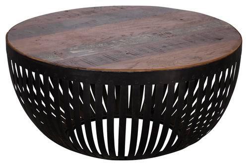 Couchtisch "Nisha", ca. 70x70 cm,aus Recyclingholz - Schwarz/Braun, Design, Holz/Metall (70/70/33cm) - MID.YOU