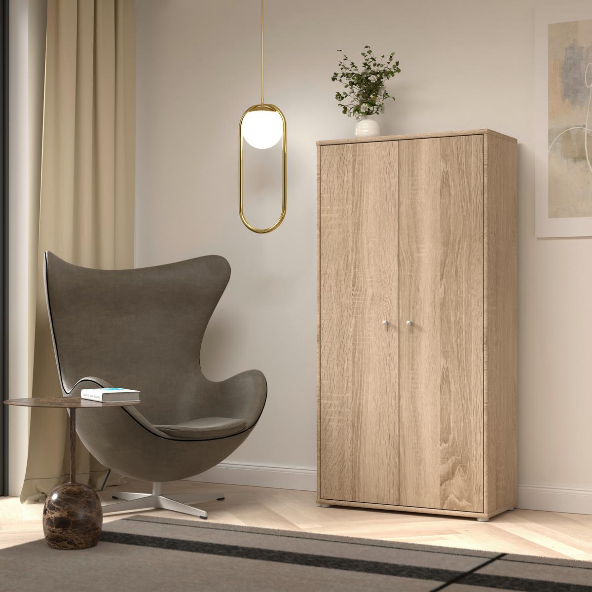 Omara S Klasičnimi Vrati Tempra 2, Barva Hrasta - barve hrasta/barve aluminija, Design, umetna masa/leseni material (73,7/149,5/34,8cm)